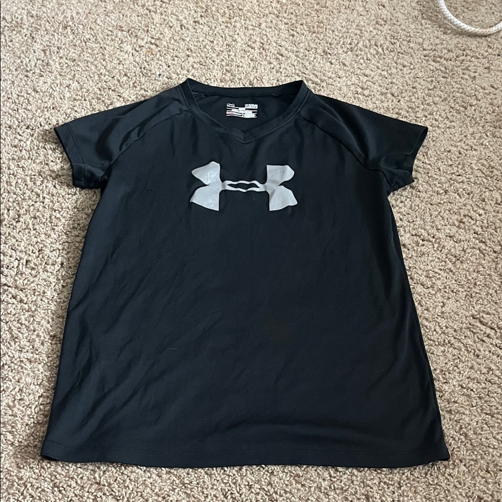 Under Armour Kids Black Tee with Gray Logo